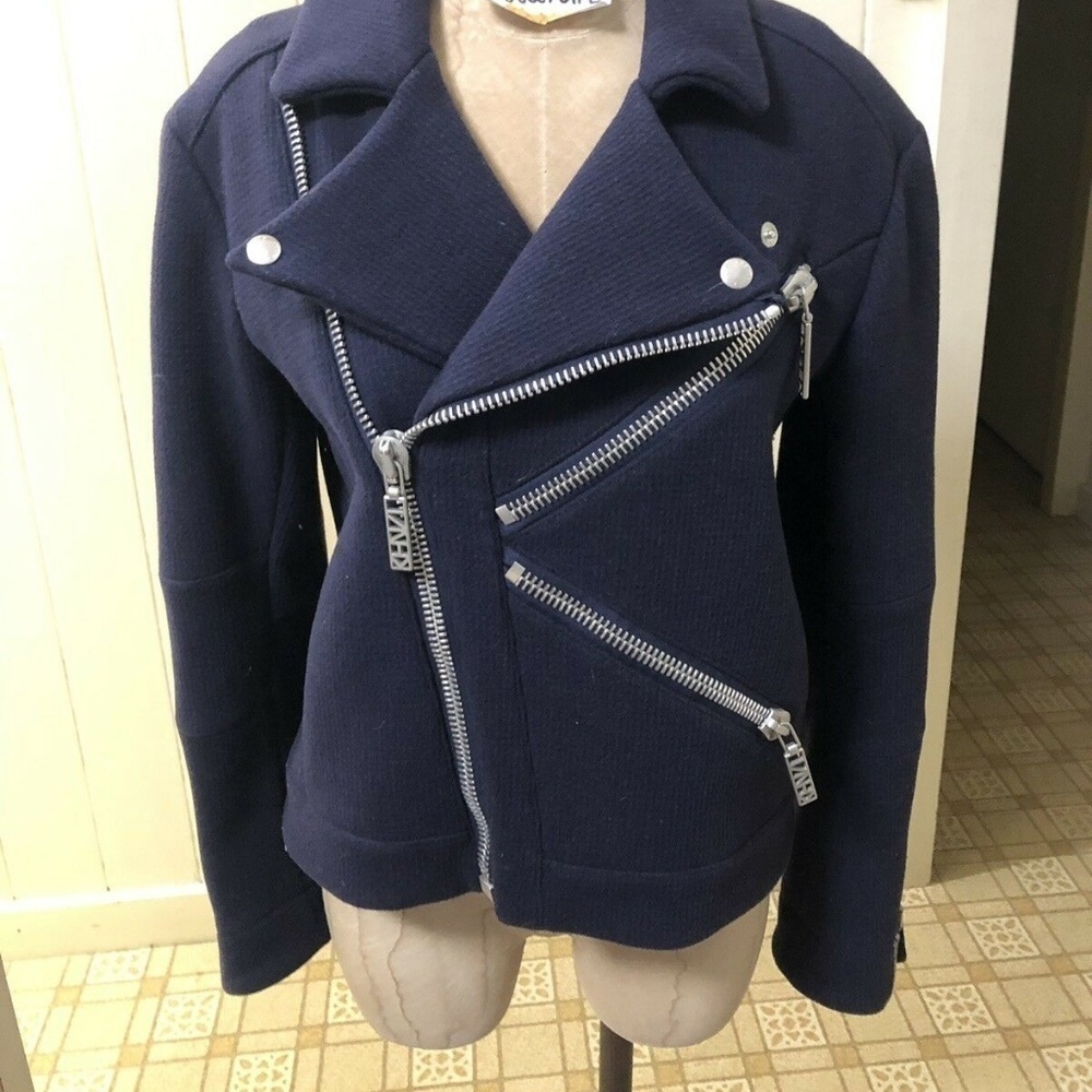 KENZO sz 40 S WOOL MOTO Zipper K Winter JACKET